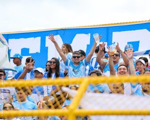 Torcedores apoiando os jogadores alvicelestes - Crédito: Jorge Luís Totti/Paysandu