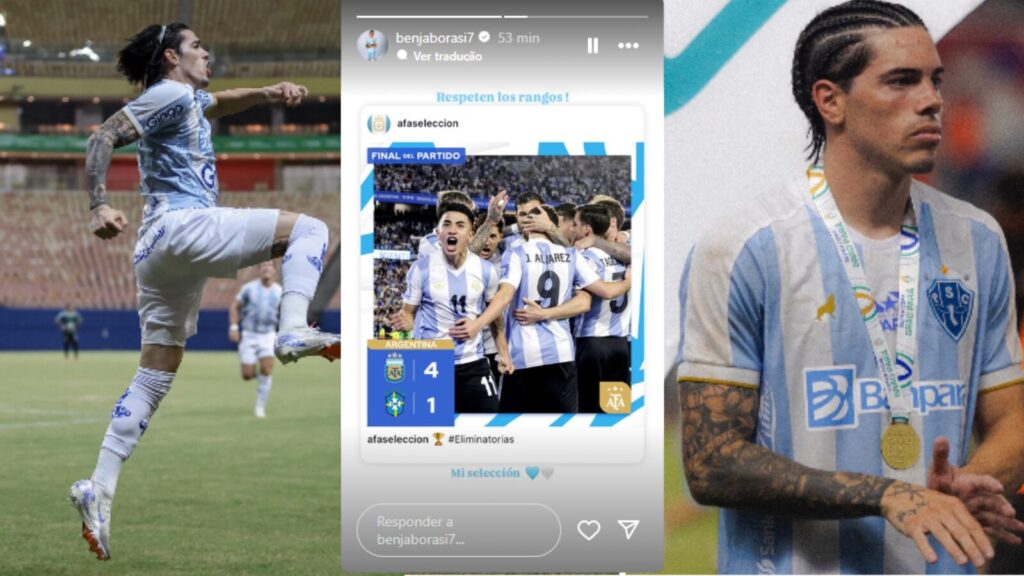 Borasi comemorando em seu status no Instagram